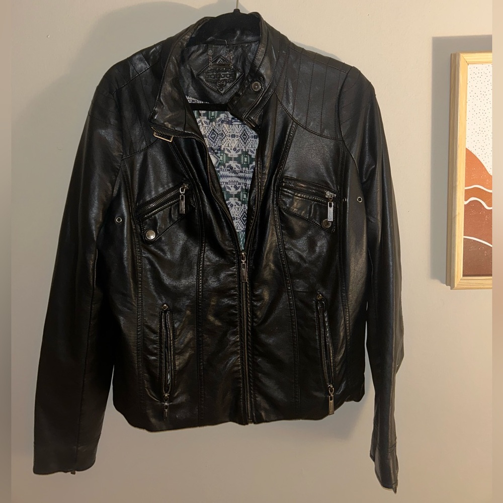 Black leather jacket size medium